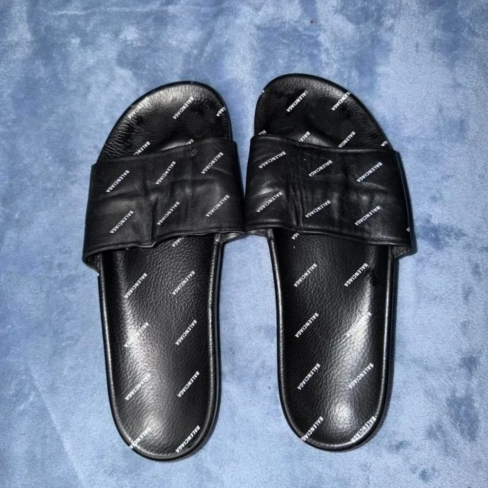 Black Balenciaga slides size 11 us Balenciaga Track Slides Size 11 US comes w/ box... | Depop main image 3